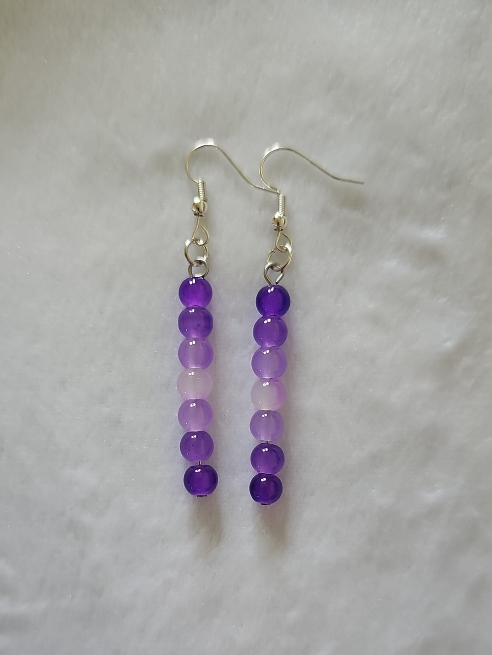 Purple Beaded Dangle Earrings